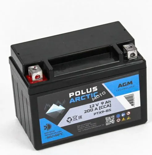 Фото polus arctic moto 6ct-9 (ptx9-bs) agm