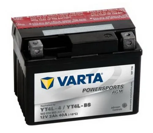 Фото varta powersports 12v/3ач (yt4l-bs) agm