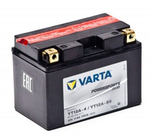 Фото varta powersports 12v/11ач (yt12a-bs) agm