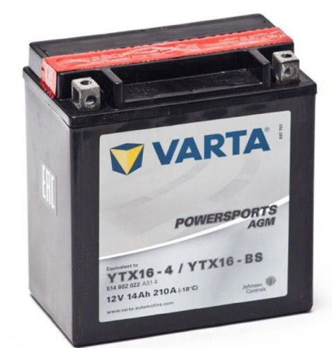 Фото varta powersports 12v/14ач (ytx16-bs) agm